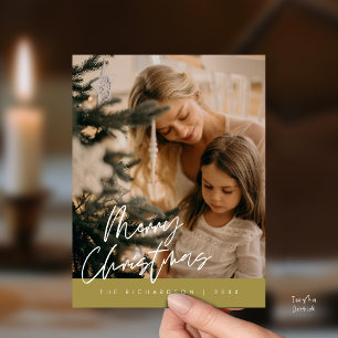 Prettig kerstfeest familie foto elegante typografi briefkaart