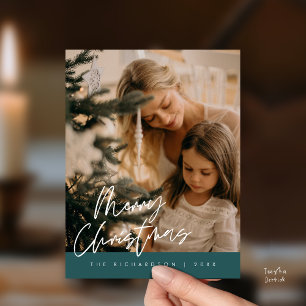Prettig kerstfeest familie foto elegante typografi briefkaart