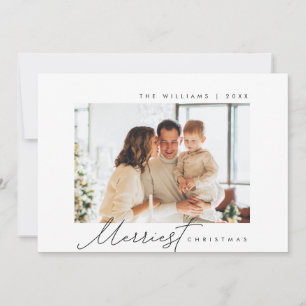 Prettig Kerstfeest, Familie Foto, Modern Lettertyp Feestdagenkaart
