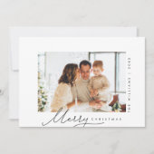Prettig Kerstfeest, Familie Foto, Modern Schrift Feestdagenkaart (Voorkant)