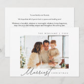 Prettig Kerstfeest, Familie Foto, Modern Schrift Feestdagenkaart (Voorkant / Achterkant)