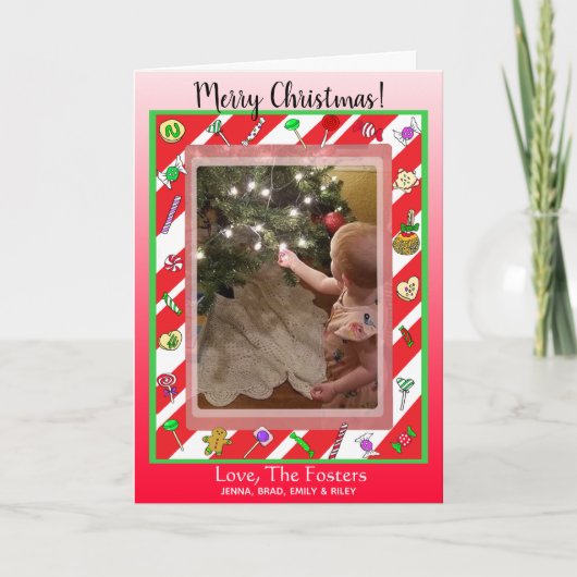 Prettig kerstfeest familie foto speels kaart (Voorkant)
