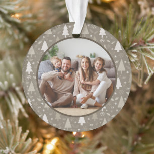 Prettig kerstfeest familie foto taupe ornament