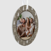 Prettig kerstfeest familie foto taupe ornament (voorkant)