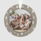 Prettig kerstfeest familie foto taupe ornament (voorkant)