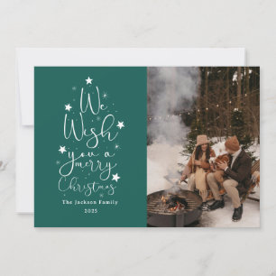 Prettig kerstfeest familie foto Vakantie Feestdagenkaart