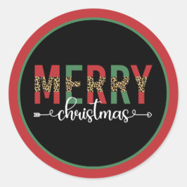 Prettig kerstfeest Familie Kerstmis Viering Cadeau Ronde Sticker