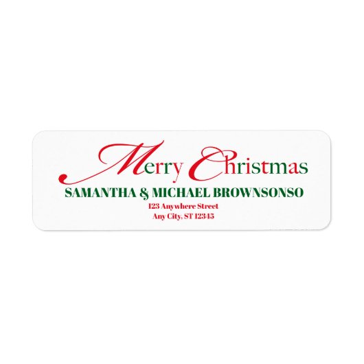 Prettig Kerstfeest Familie Thuis Script Etiket (Voorkant)