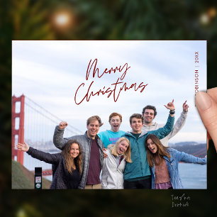 Prettig kerstfeest familiefoto, modern minimalisme briefkaart