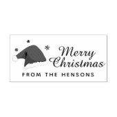 Prettig kerstfeest familienaam script vakantie rubberstempel (Afrduk)