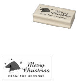 Prettig kerstfeest familienaam script vakantie rubberstempel (Gestempeld)