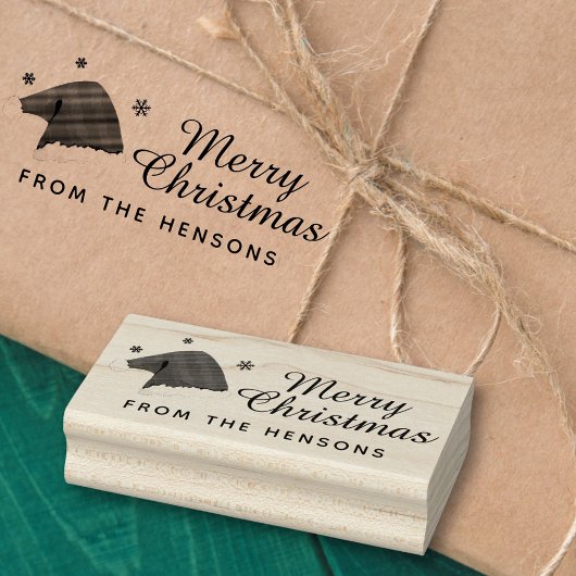 Prettig kerstfeest familienaam script vakantie rubberstempel
