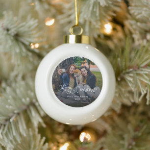 Prettig kerstfeest Fantasievol Schrift Familie Fot Keramische Bal Ornament