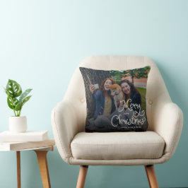 Prettig kerstfeest Fantasievol Schrift Familie Fot Kussen