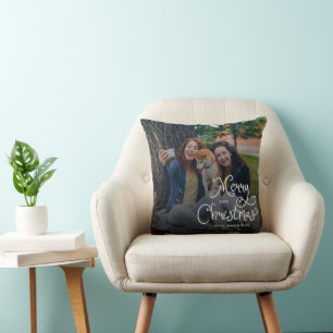 Prettig kerstfeest Fantasievol Schrift Familie Fot Kussen