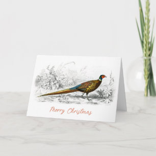 Prettig kerstfeest fazant vintage gevouwen kaart