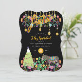 Prettig Kerstfeest Feest Uitnodiging Folklore Bloe (Staand voorkant)