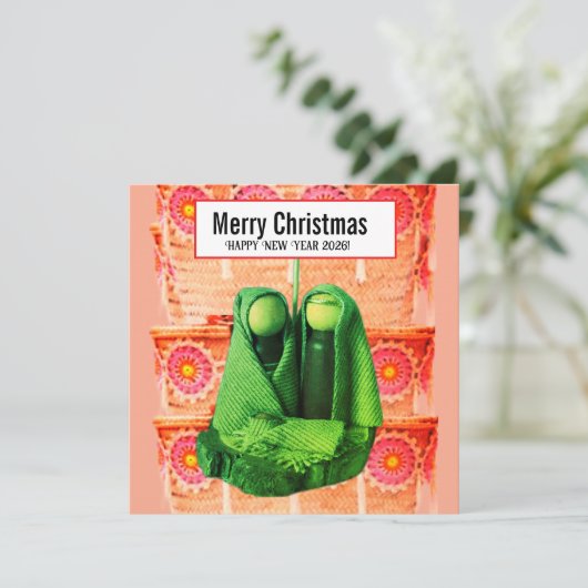 Prettig kerstfeest! feestdagenkaart (Staand voorkant)