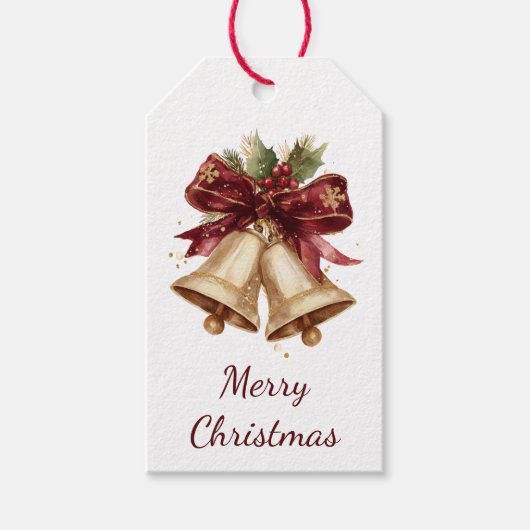 Prettig Kerstfeest | Festieve Belletjes Gift Tag Cadeaulabel (Voorkant)