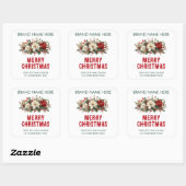 Prettig Kerstfeest | Festieve Bloemen Kaarslabels Vierkante Sticker (Vel)