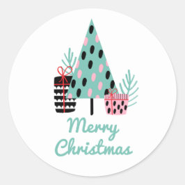 Prettig Kerstfeest | Festieve Mooie Moderne Kerstb Ronde Sticker