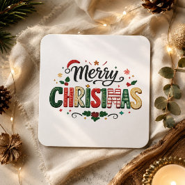 Prettig kerstfeest Festieve typografie Vierkante Sticker