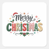 Prettig kerstfeest Festieve typografie  Vierkante Sticker (Voorkant)