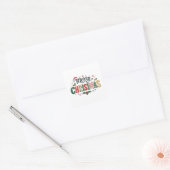 Prettig kerstfeest Festieve typografie  Vierkante Sticker (Envelop)