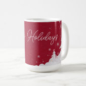 Prettig Kerstfeest – Festieve Winter Robijnrode Mo Koffiemok (Voorkant rechts)