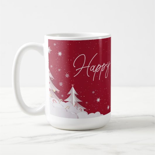 Prettig Kerstfeest – Festieve Winter Robijnrode Mo Koffiemok (Links)