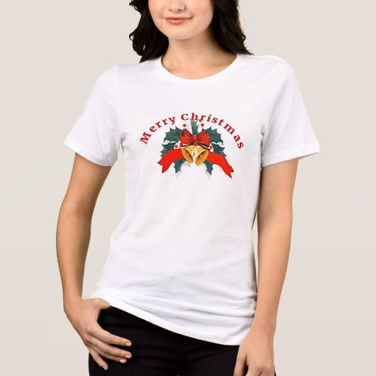 Prettig kerstfeest, Festive Kerstontwerp, Tri-Blend Shirt (Voorkant)