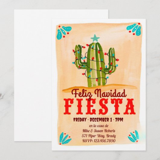 Prettig kerstfeest Fiesta Cactus op Krijtbord Uit Kaart (Voorkant / Achterkant)