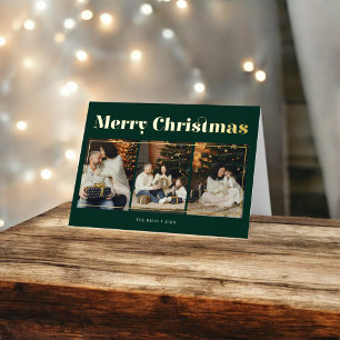 Prettig kerstfeest Fijne Elegante Foto Groen Folie Wenskaart
