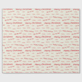 Prettig kerstfeest fijne feestdagen fancy rode scr cadeaupapier (Vlak)