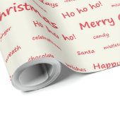 Prettig kerstfeest fijne feestdagen fancy rode scr cadeaupapier (Rol Hoek)