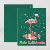 Prettig kerstfeest Flamingo Kerstman Kerst Merry Briefkaart (Voorkant / Achterkant)