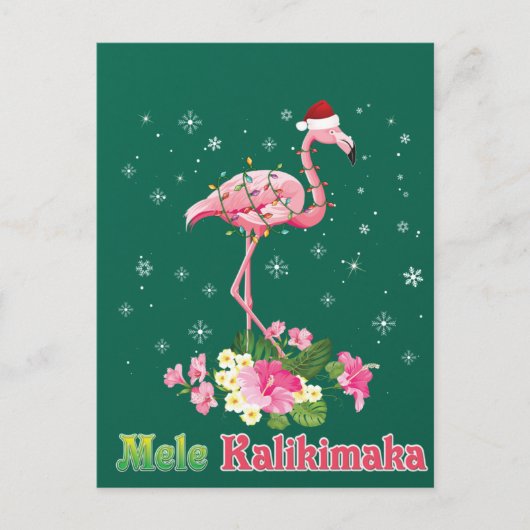 Prettig kerstfeest Flamingo Kerstman Kerst Merry Briefkaart (Voorkant)