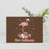Prettig kerstfeest flamingo kerstman vrolijk kaart (Staand voorkant)