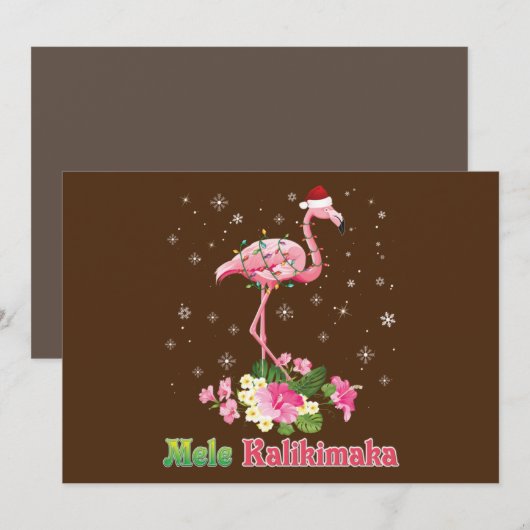 Prettig kerstfeest flamingo kerstman vrolijk kaart (Voorkant / Achterkant)