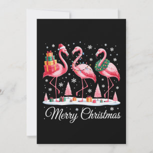 Prettig kerstfeest Flamingo Licht Kerstman Hoed Ke Feestdagenkaart
