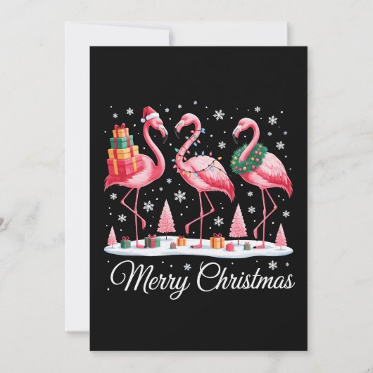 Prettig kerstfeest Flamingo Licht Kerstman Hoed Xm Feestdagenkaart (Voorkant)