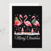 Prettig kerstfeest Flamingo Licht Kerstman Hoed Xm Feestdagenkaart (Voorkant / Achterkant)
