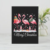 Prettig kerstfeest Flamingo Licht Kerstman Hoed Xm Feestdagenkaart (Staand voorkant)