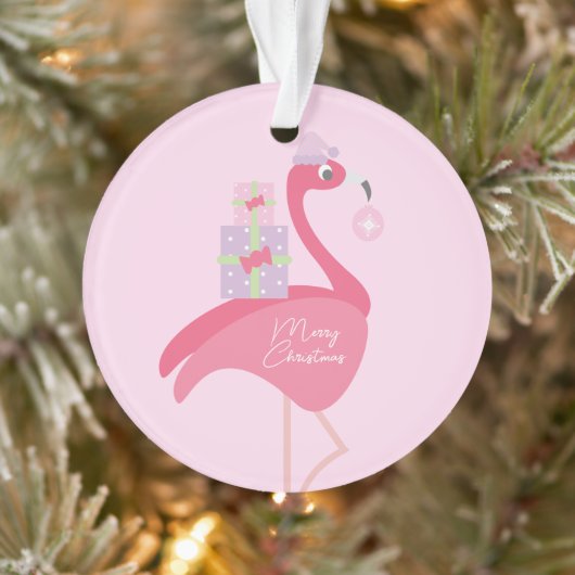 Prettig kerstfeest Flamingo Pastel Roze Paars Ornament (Boom)