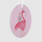 Prettig kerstfeest Flamingo Pastel Roze Paars Ornament (voorkant)