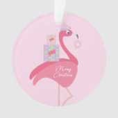 Prettig kerstfeest Flamingo Pastel Roze Paars Ornament (voorkant)