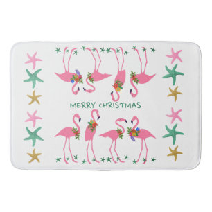 Prettig kerstfeest Flamingo's Zeester Decoratie Badmat
