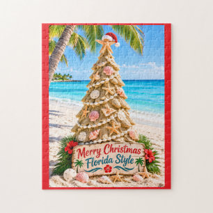 Prettig kerstfeest Florida stijl Tropische strandb Legpuzzel