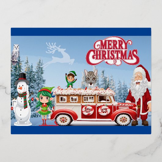 Prettig kerstfeest folie feestdagen briefkaart (Voorkant)