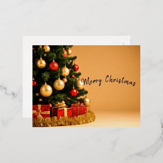 Prettig kerstfeest folie feestdagen briefkaart (Voorkant / Achterkant)